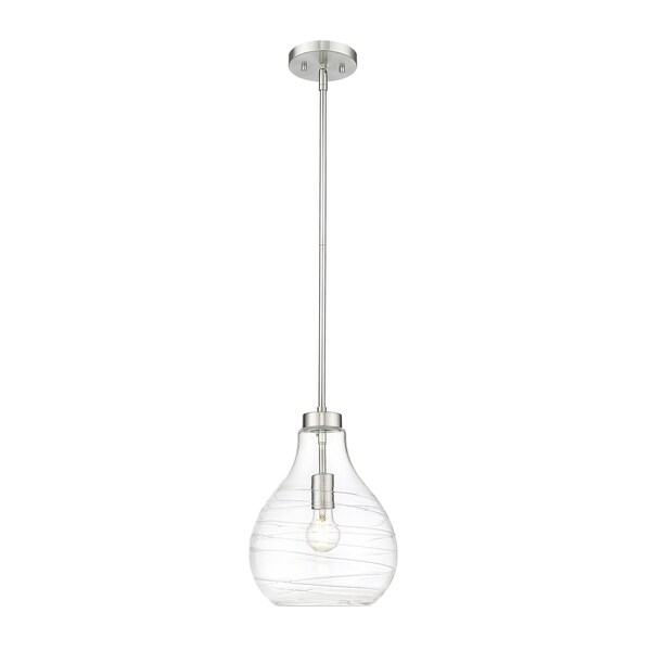 Z-Lite Bon Air Pendant, 1-Light, 10 In.W x 13.75 In.H, Brushed Nickel/Clear 496P10-BN - main